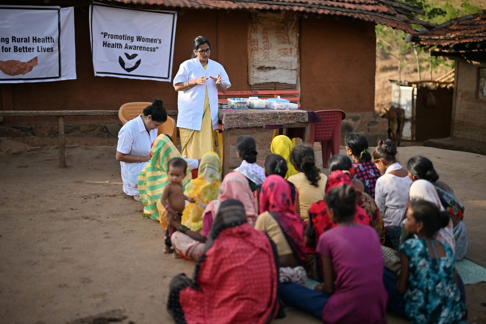 An awareness session with women in the community