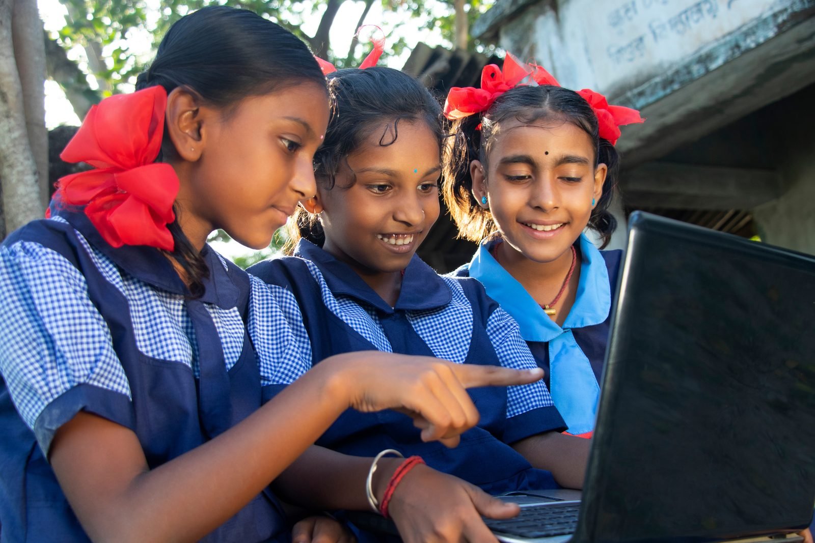 Girls learning together at a partner school