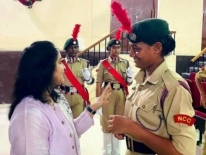 A cadet asking a question after the talk