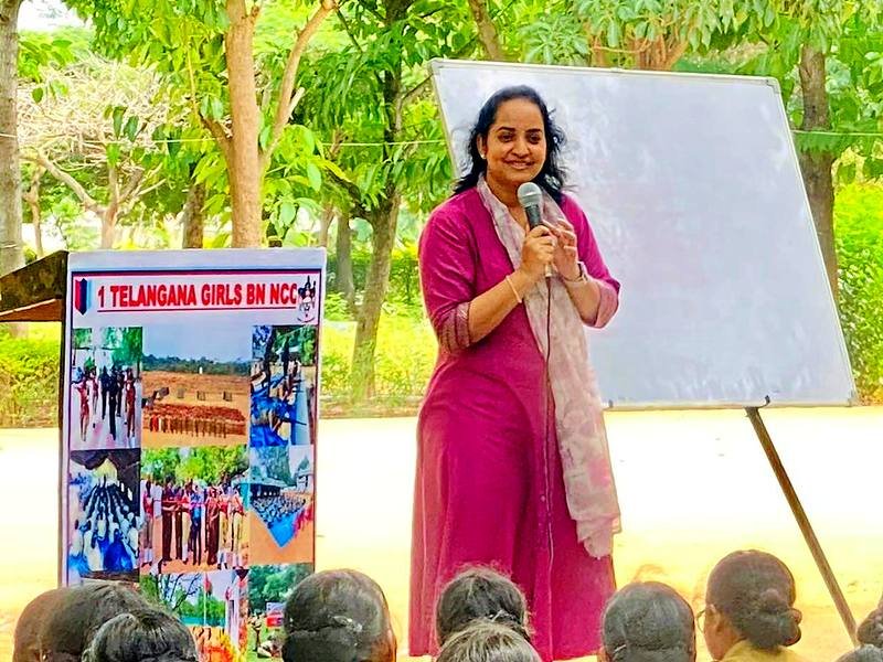 Open-air session for cadets of 1 Telangana Girls Battalion NCC