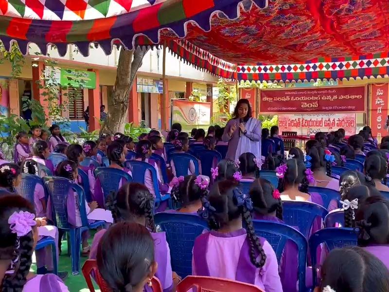 Addressing students at the school programme
